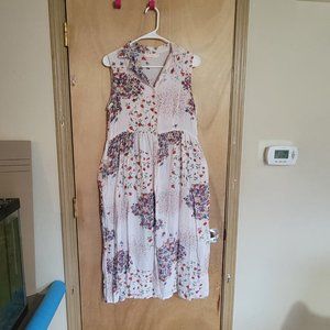 💜LA Cera Size S Maxi Midi Dress Pale Pink Floral Sleeveless